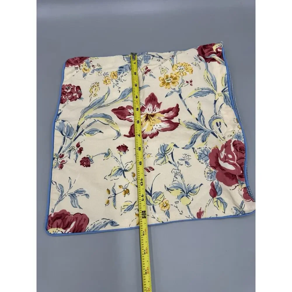 Floral Pillowcase Pillow‎ Cover Blue Checkered Back 12” X 12” Set Of 2